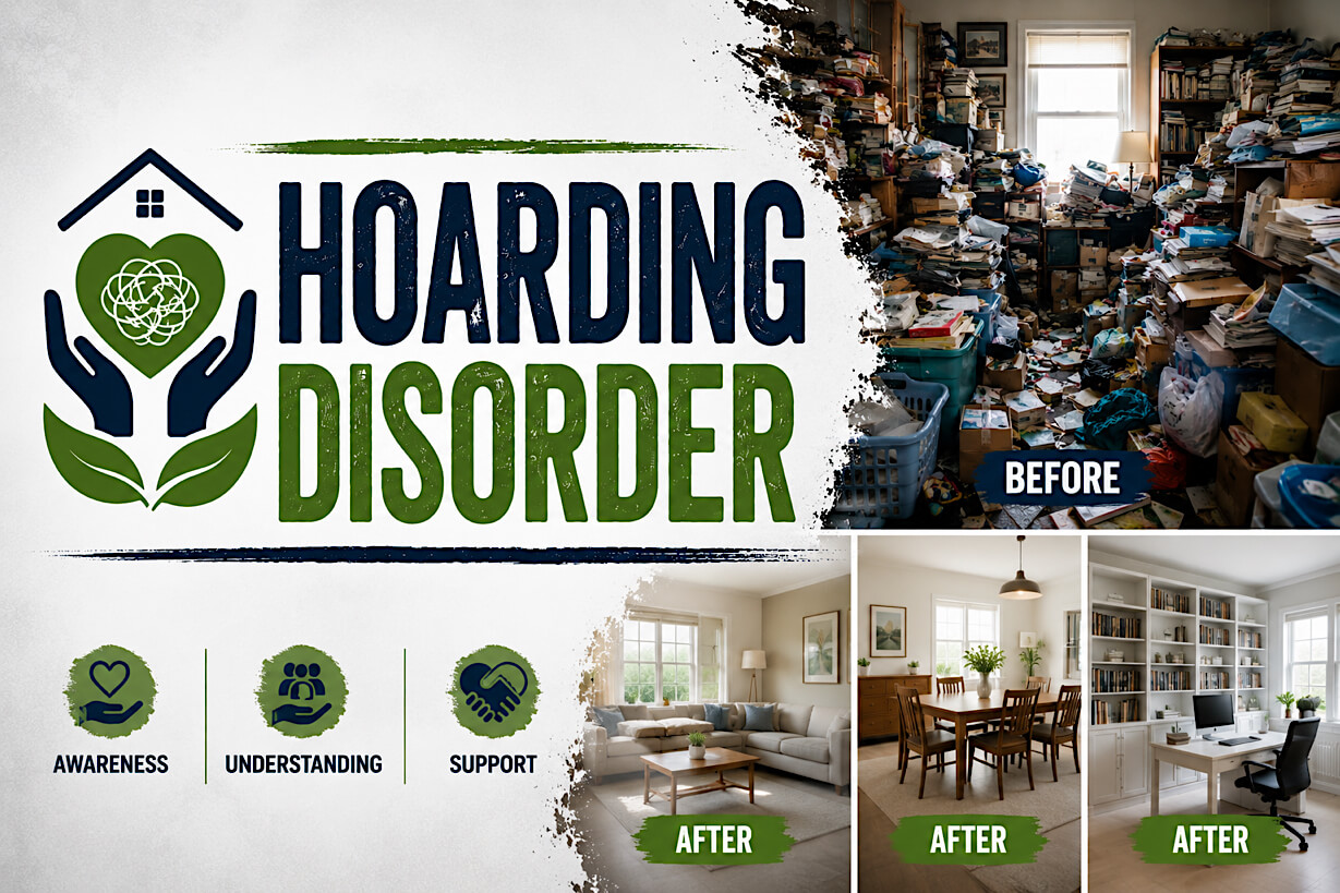 A cluttered room before clearance in Darwen
