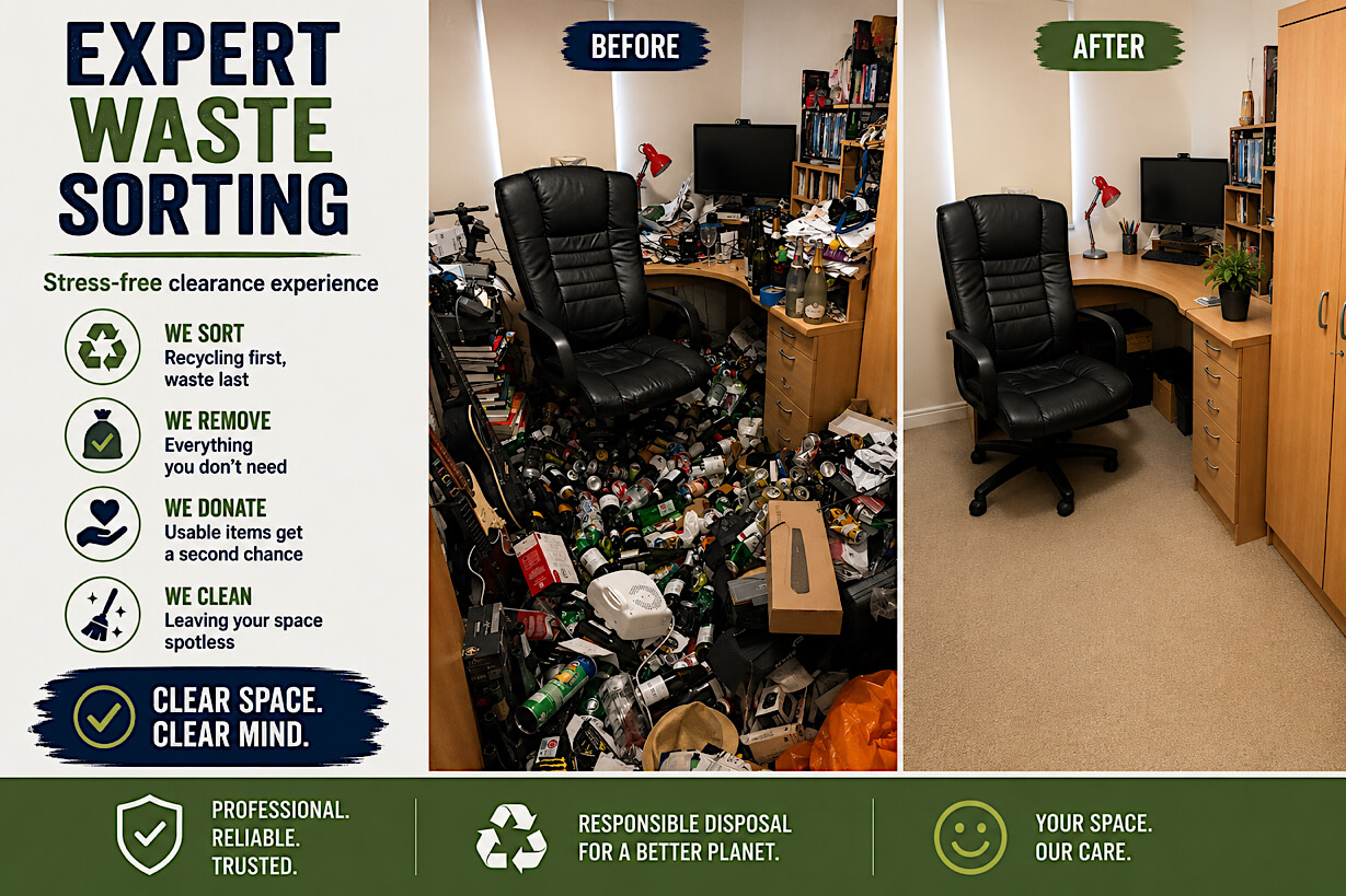 A cluttered room before clearance in Coppull