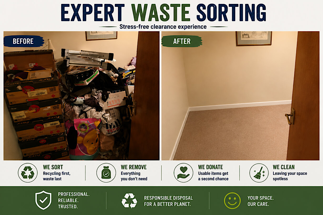 A cluttered room before clearance in Clitheroe
