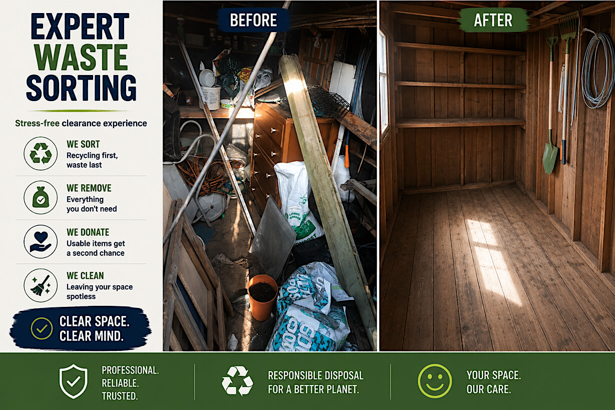 A cluttered room before clearance in Cliviger